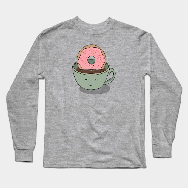Donut- loves-coffee Long Sleeve T-Shirt by peekxel